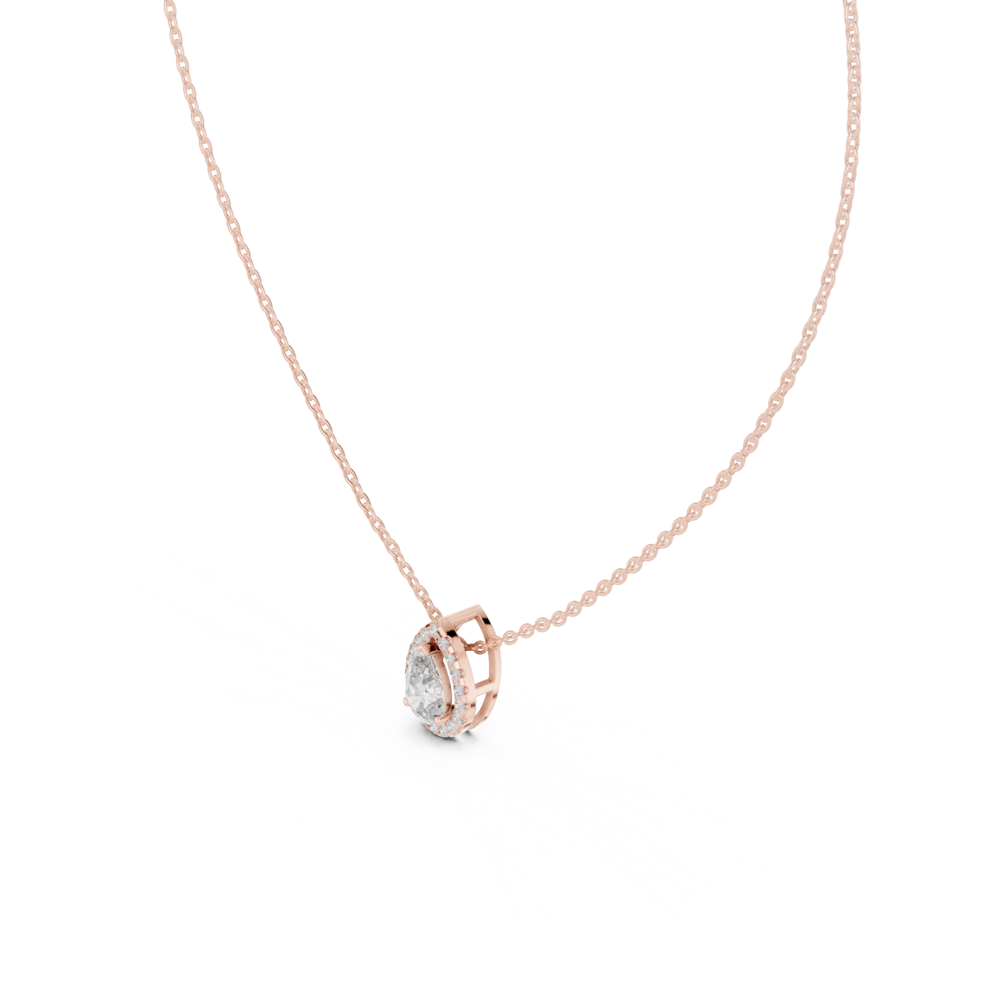 Pear Shape Halo Lab Grown Diamond Pendant