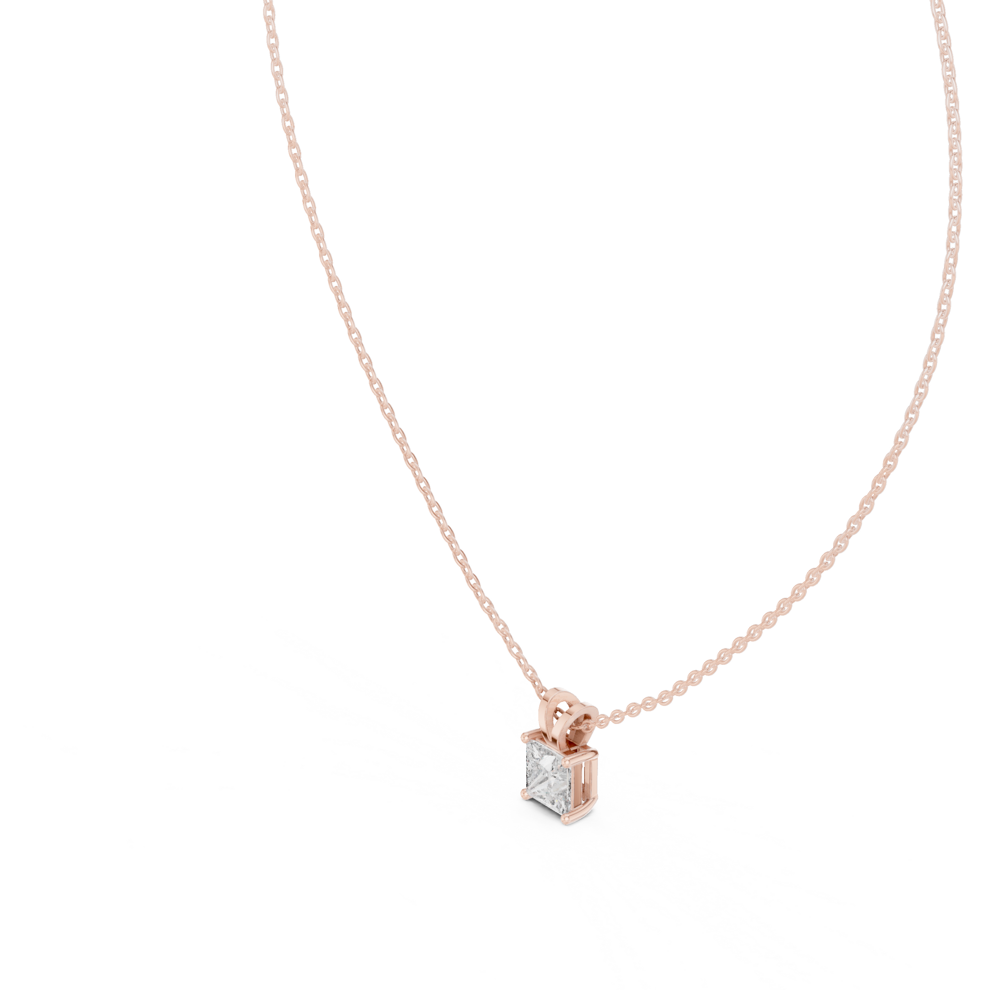 Slick Princess Cut Solitaire Diamond Pendant