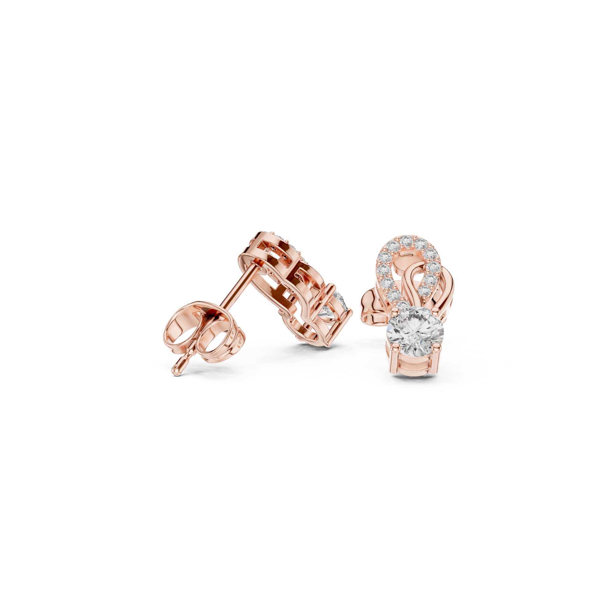 Artistic Loop Round Diamond Stud Earring