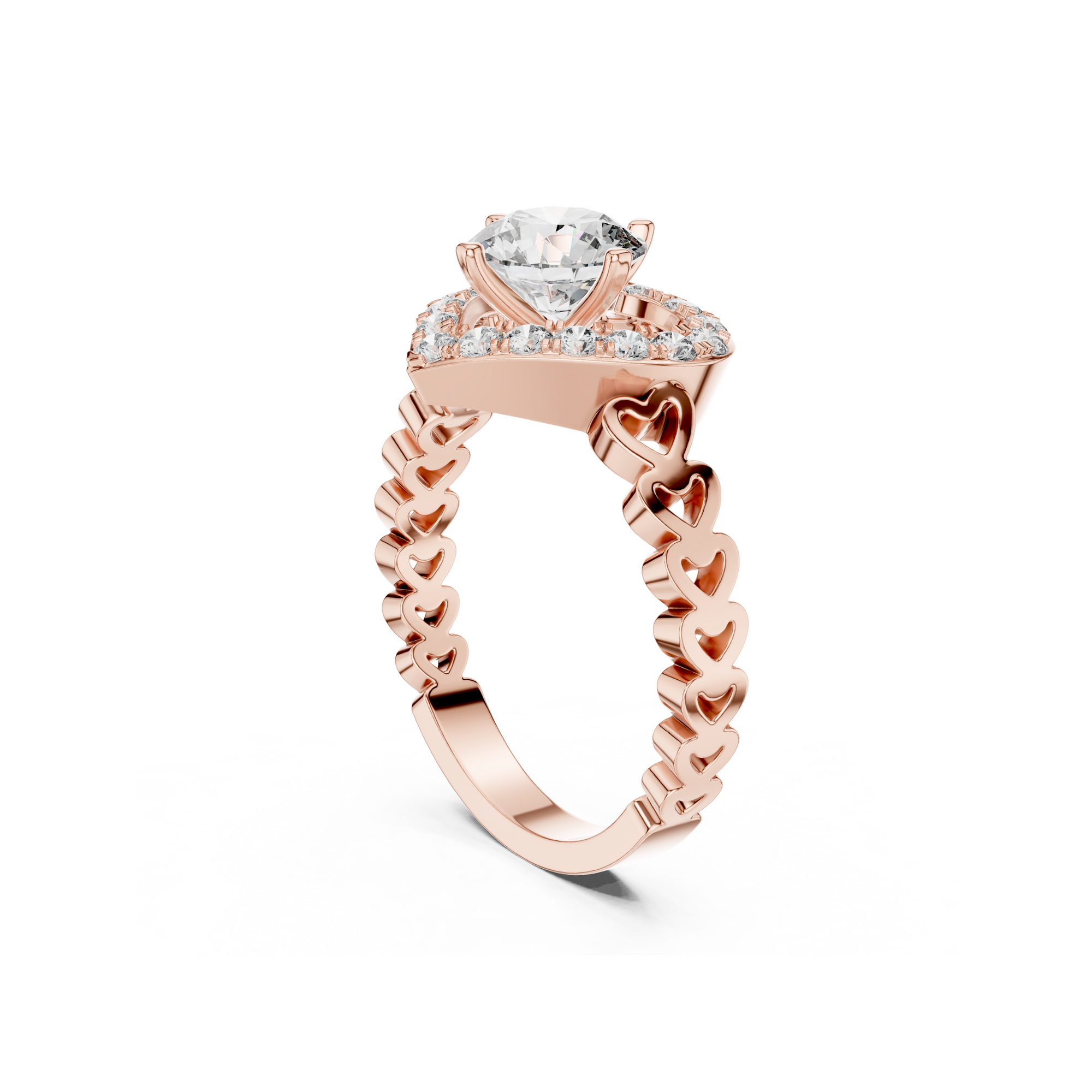 Heart-Shaped Halo Diamond Ring