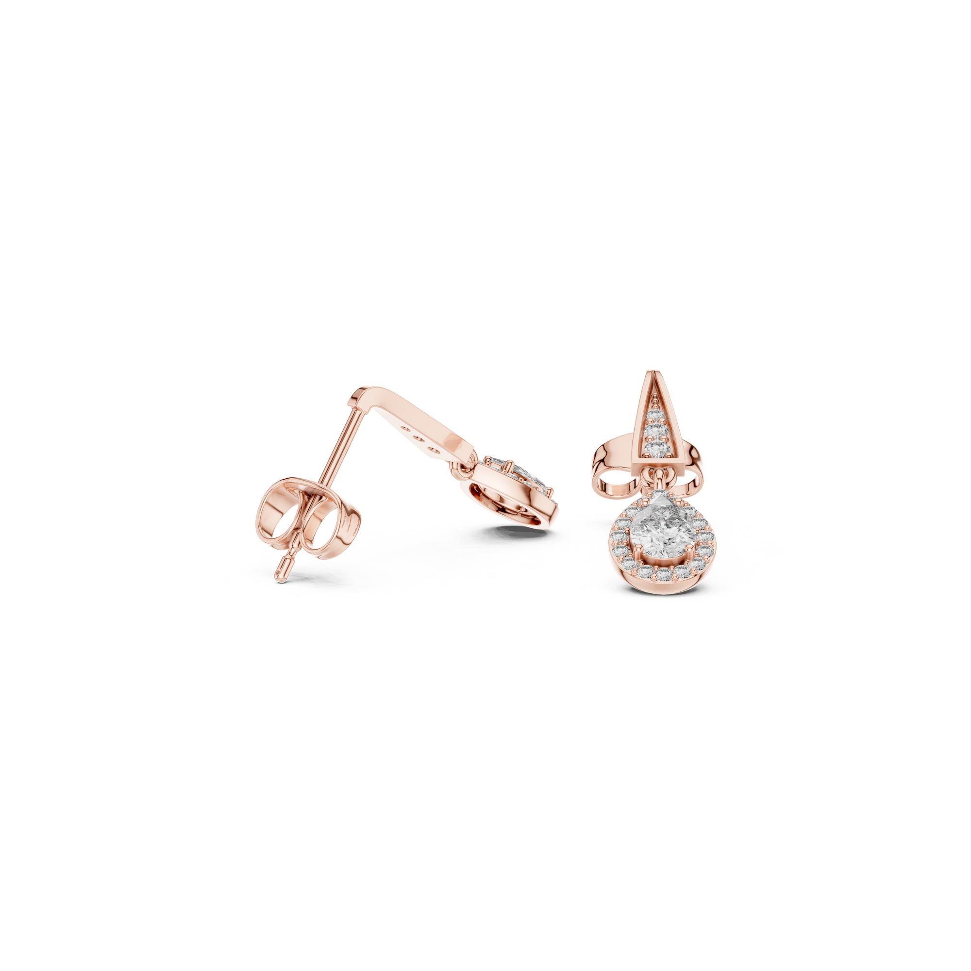 Pear-Shaped Diamond Halo Drop Earring