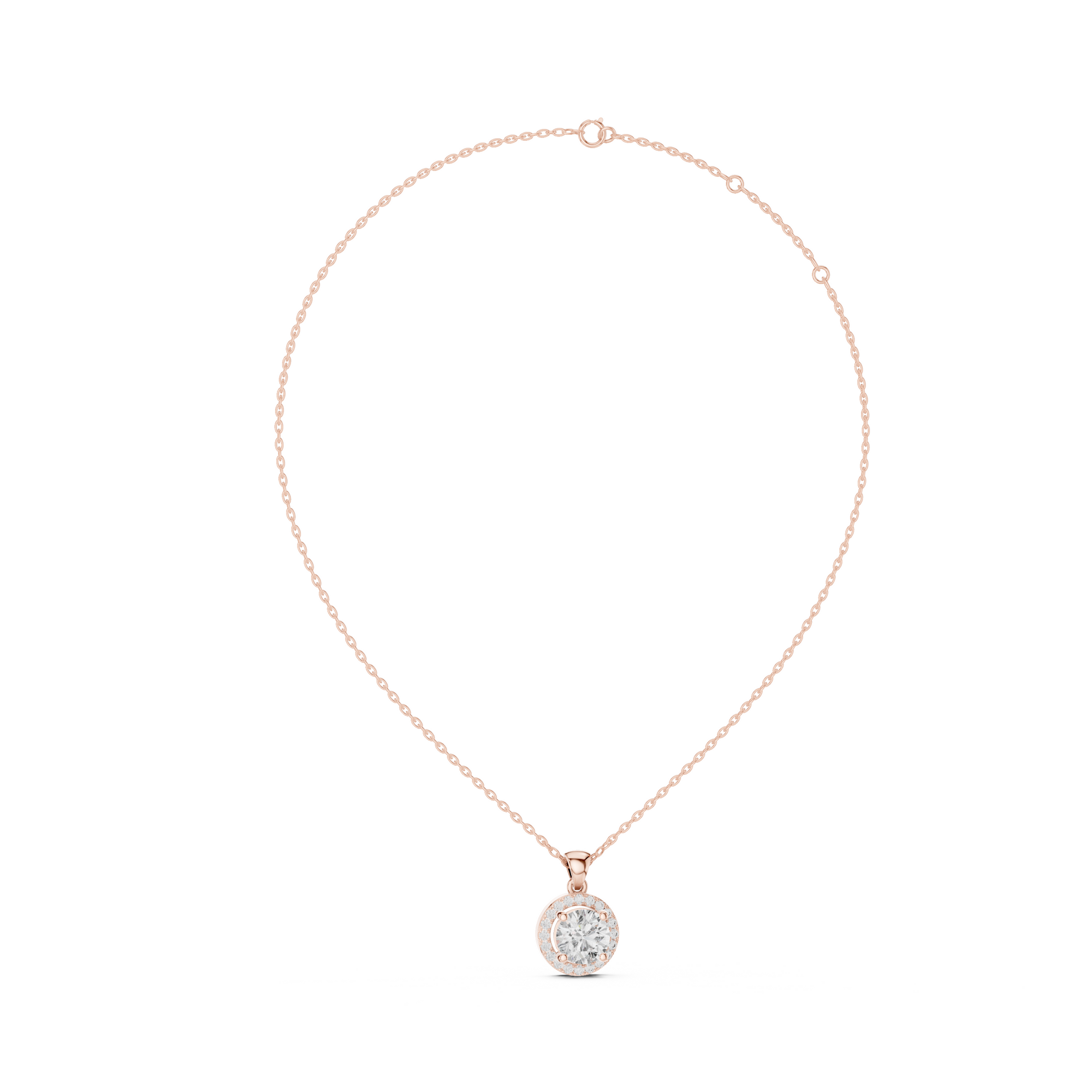 Round Halo Lab Grown Diamond  Pendant
