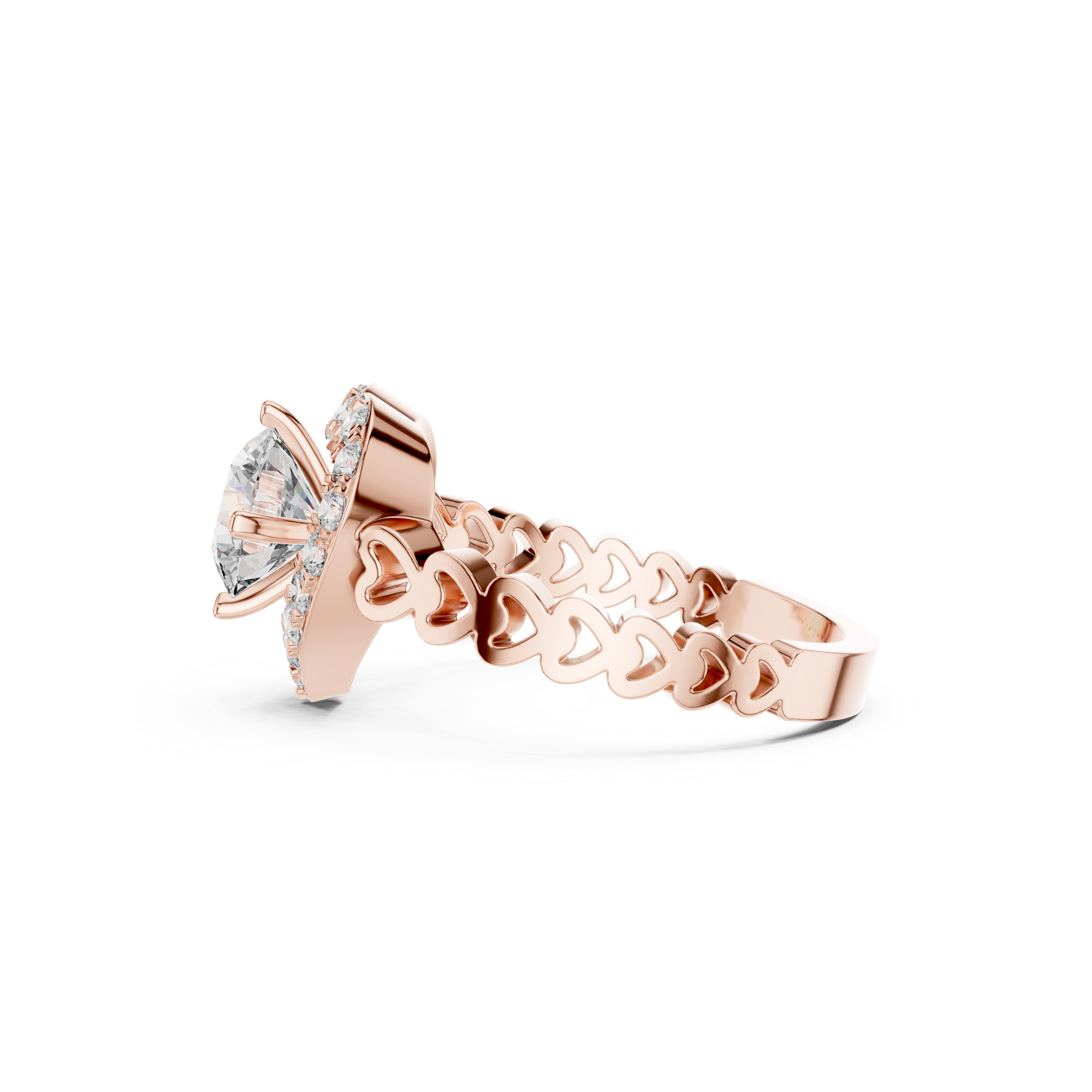 Heart-Shaped Halo Diamond Ring