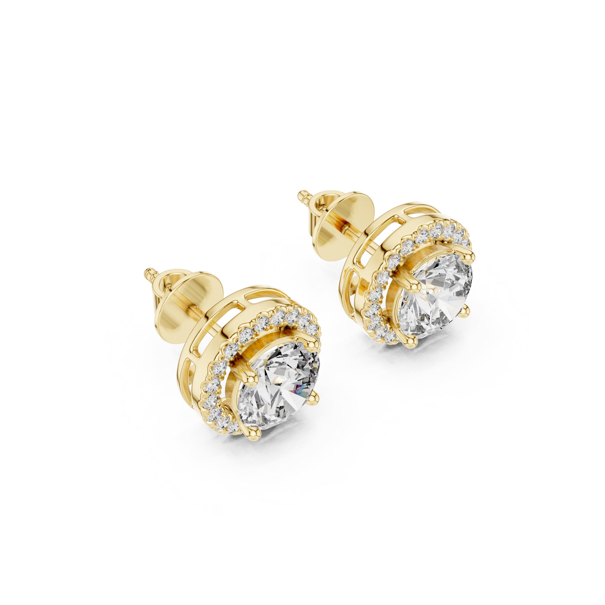 Round Halo Lab Grown Diamond Stud