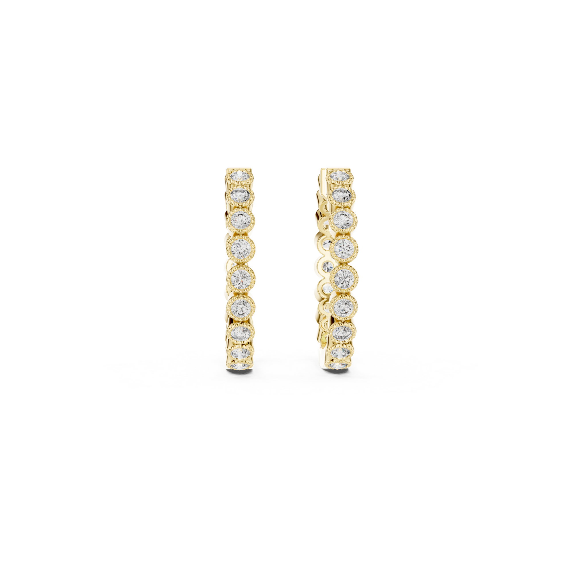 Modern Bezel-Set Diamond Hoop Earrings