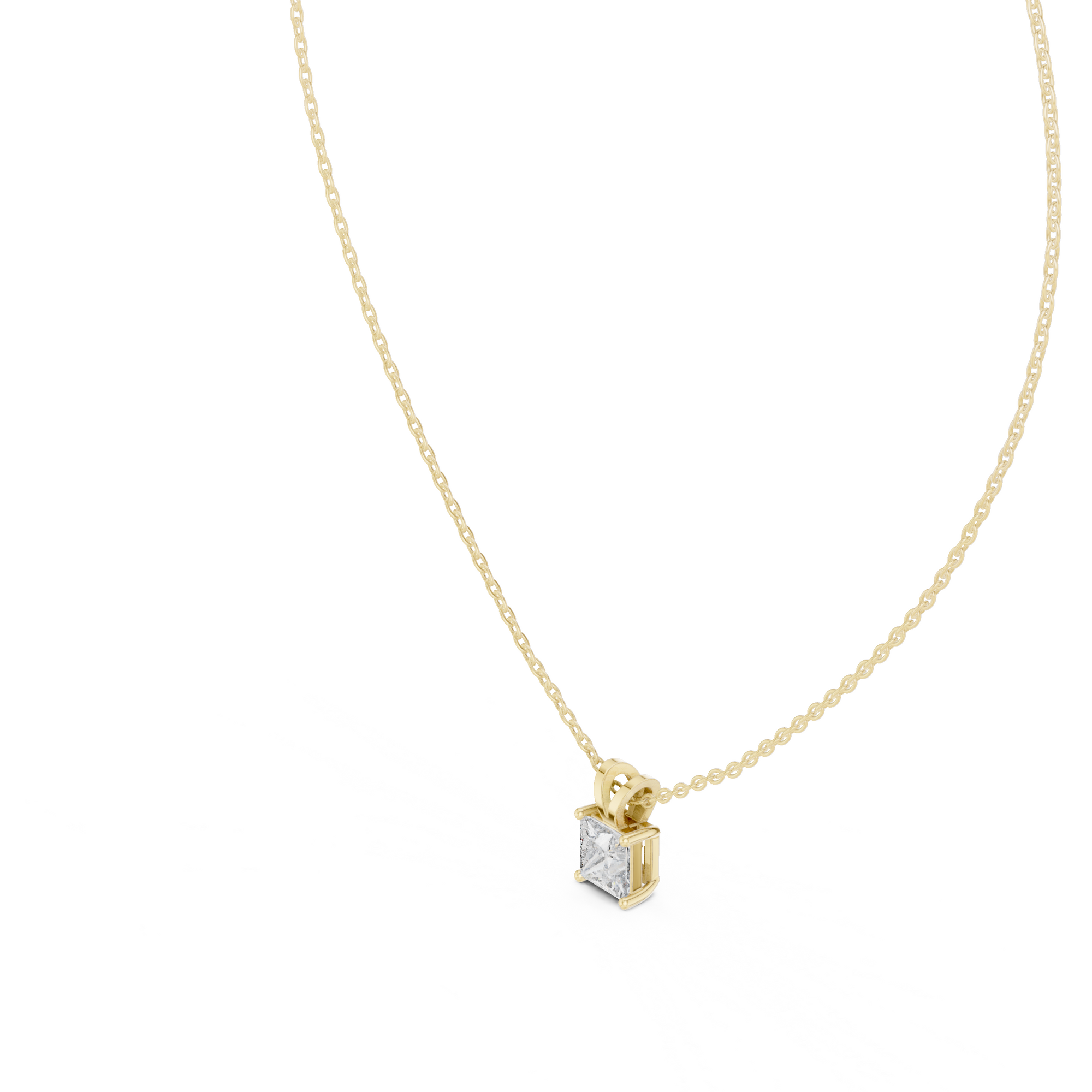 Slick Princess Cut Solitaire Diamond Pendant