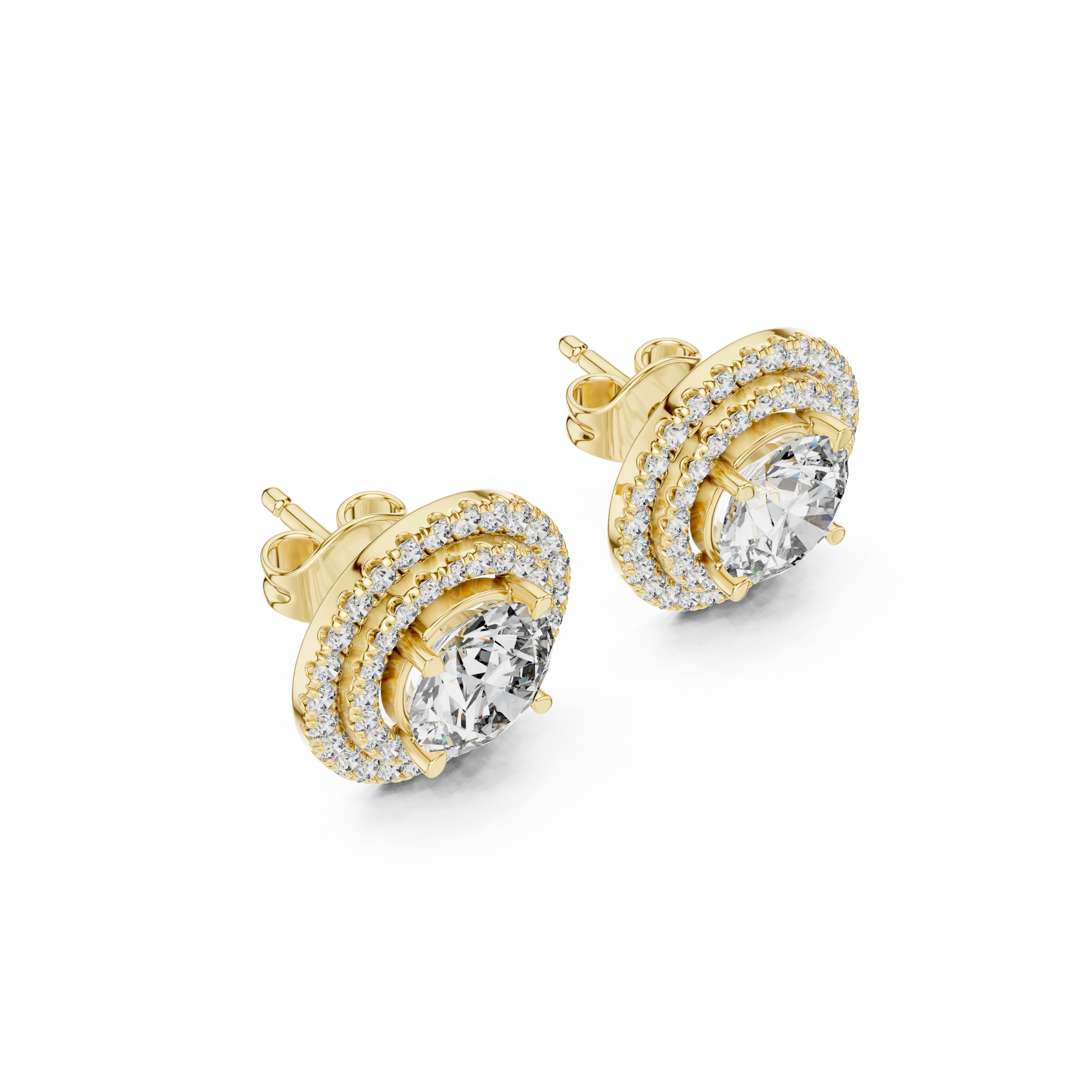 Double Halo Lab Grown Diamond Stud Earrings