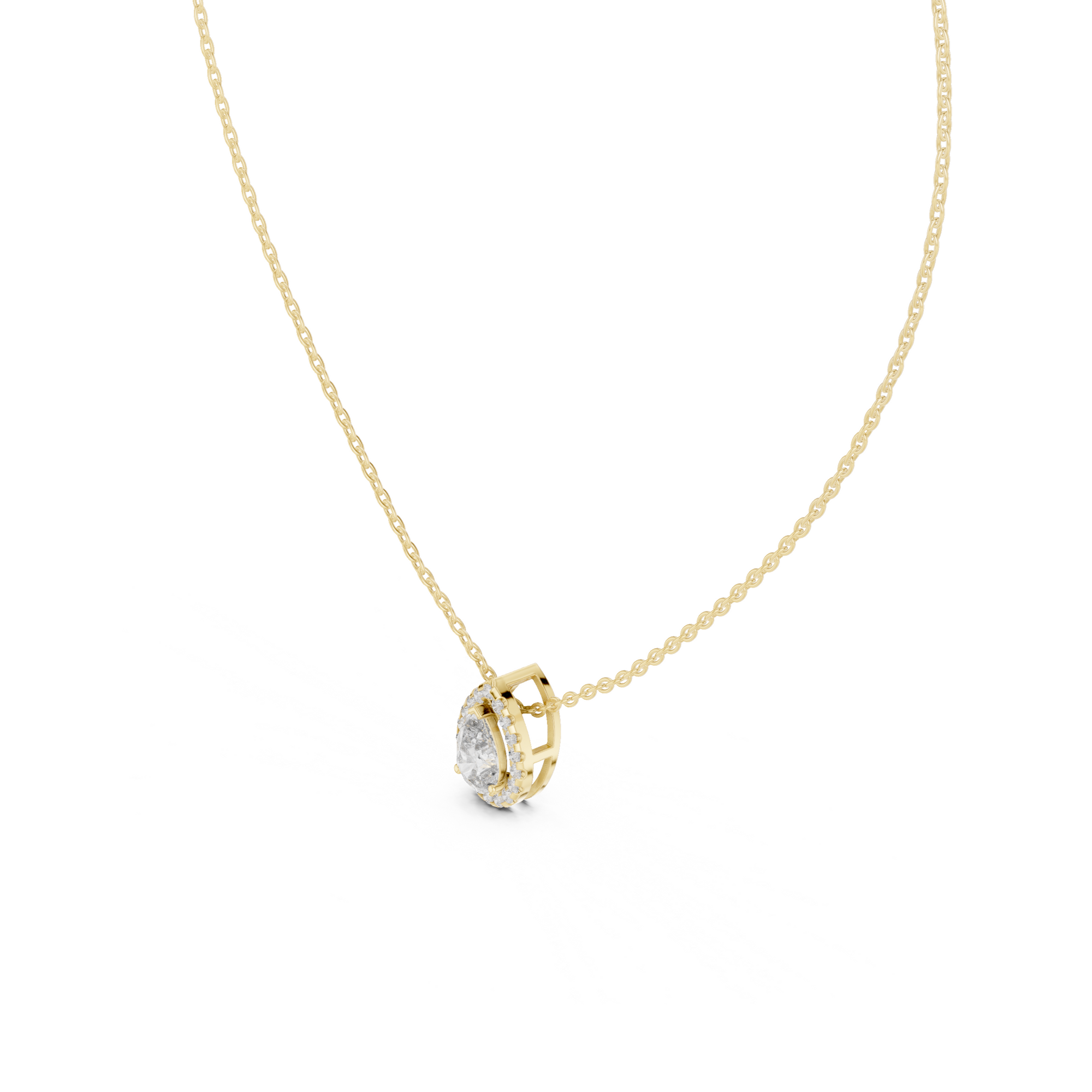 Pear Shape Halo Lab Grown Diamond Pendant