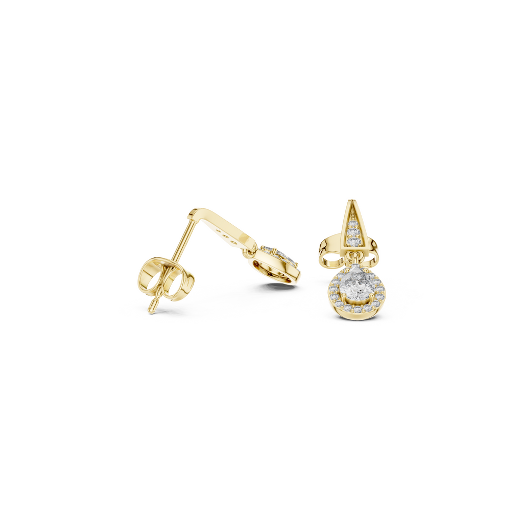 Pear-Shaped Diamond Halo Drop Earring