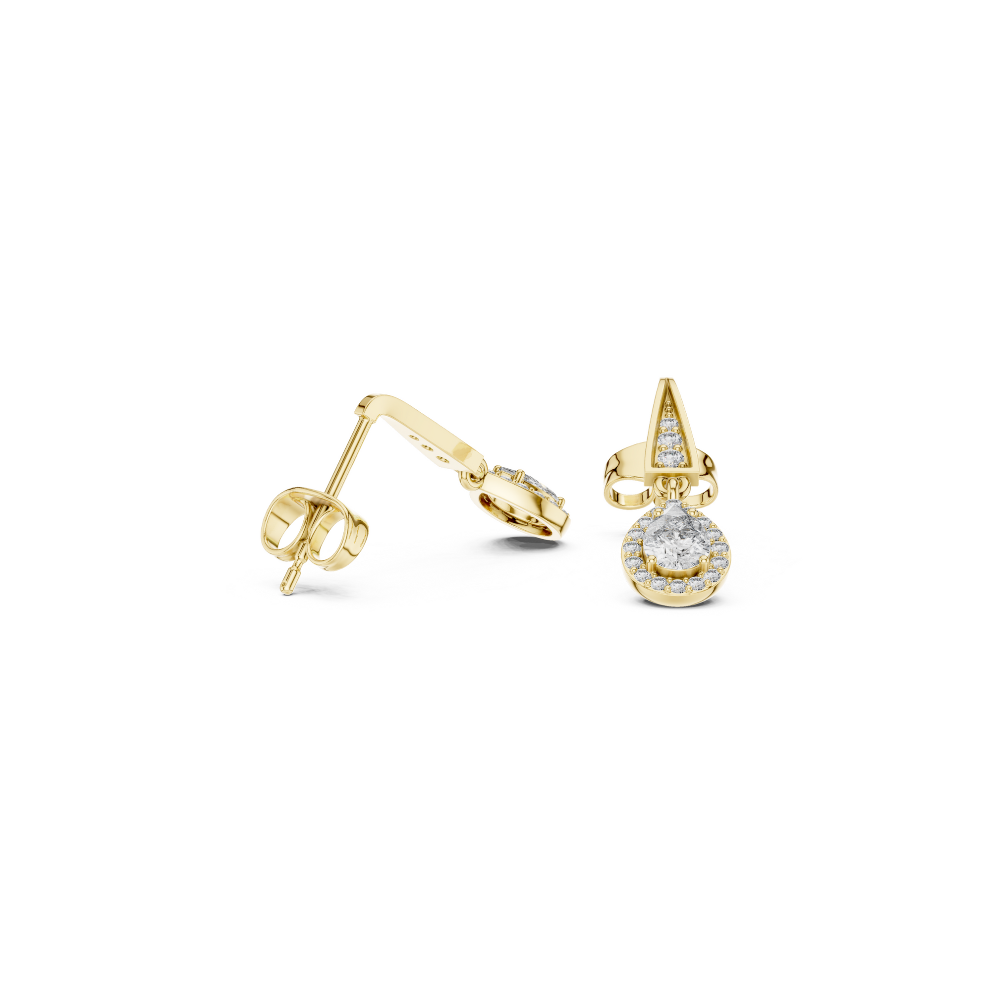 Pear-Shaped Diamond Halo Drop Earring