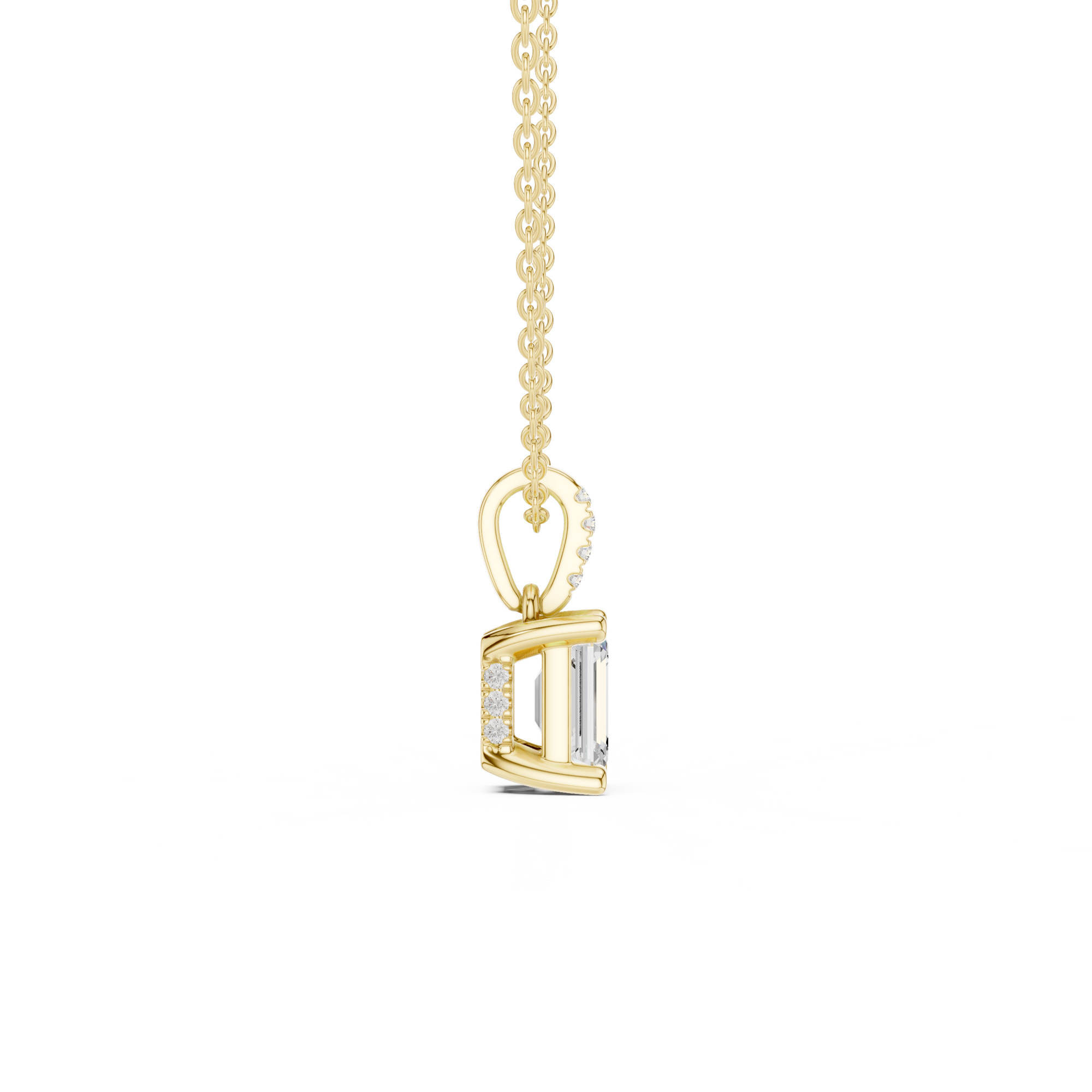 Emerald Cut Solitaire Diamond Pendant
