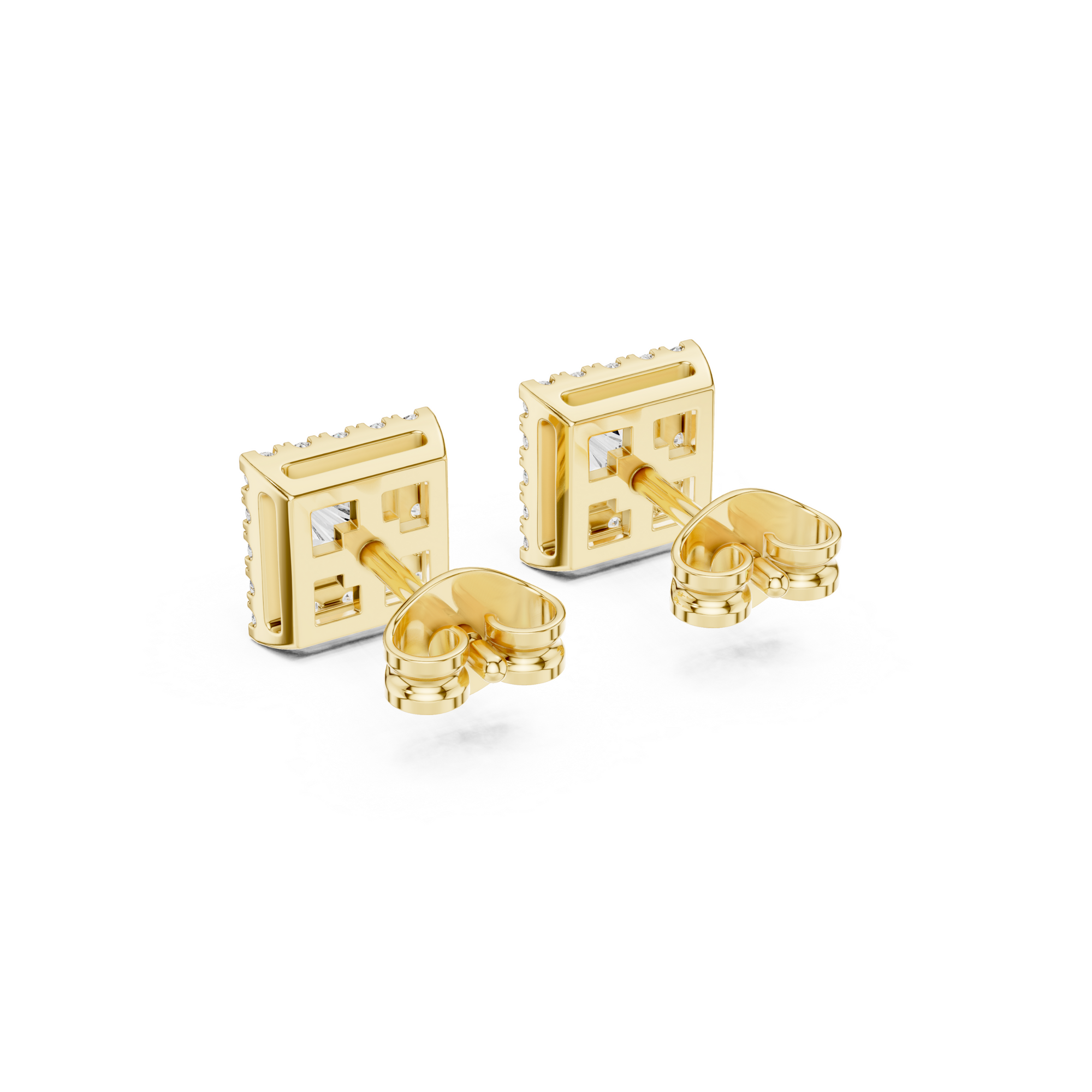 Princess-Cut Diamond Halo Stud Earrings