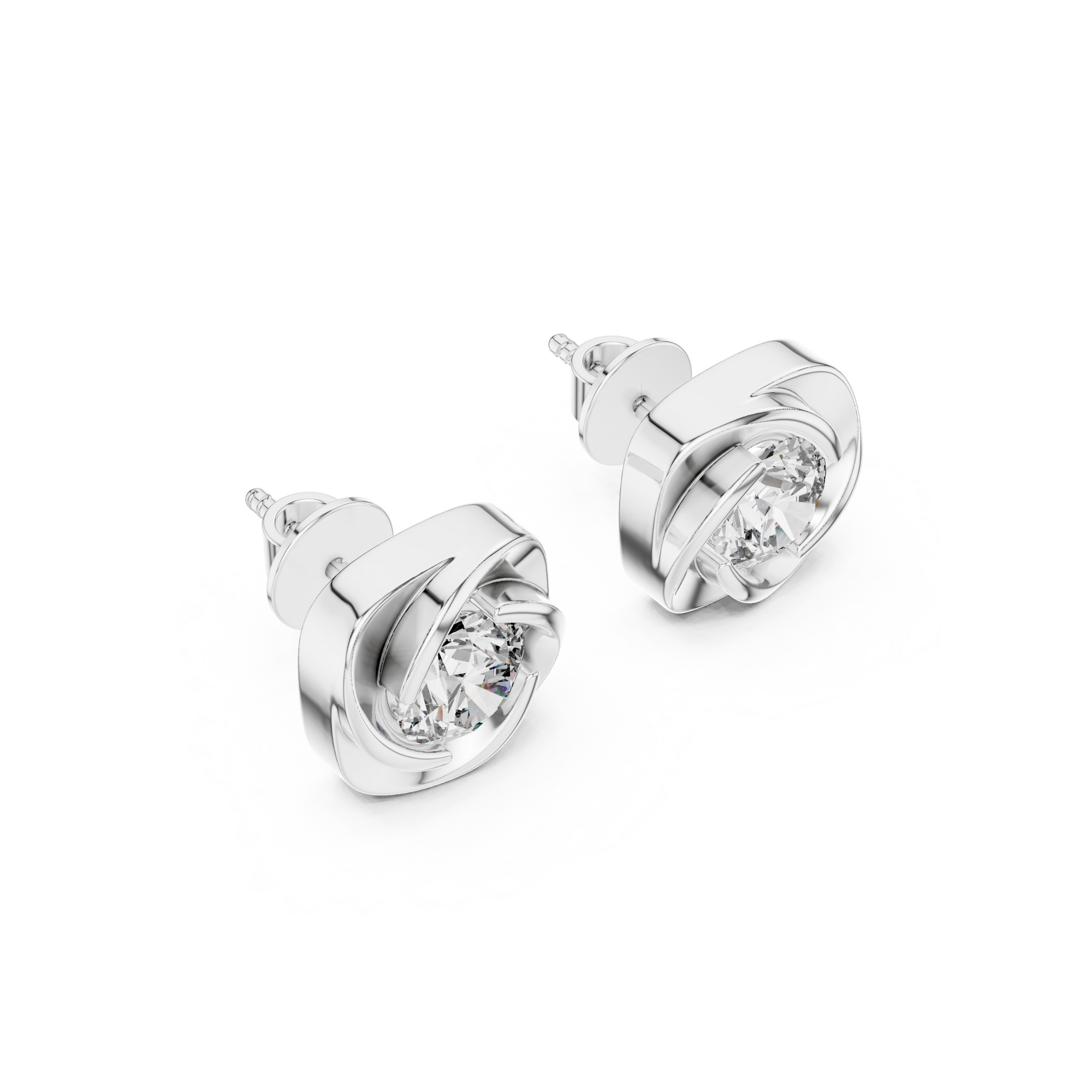 Cushion Swirl Lab grown Diamond Stud
