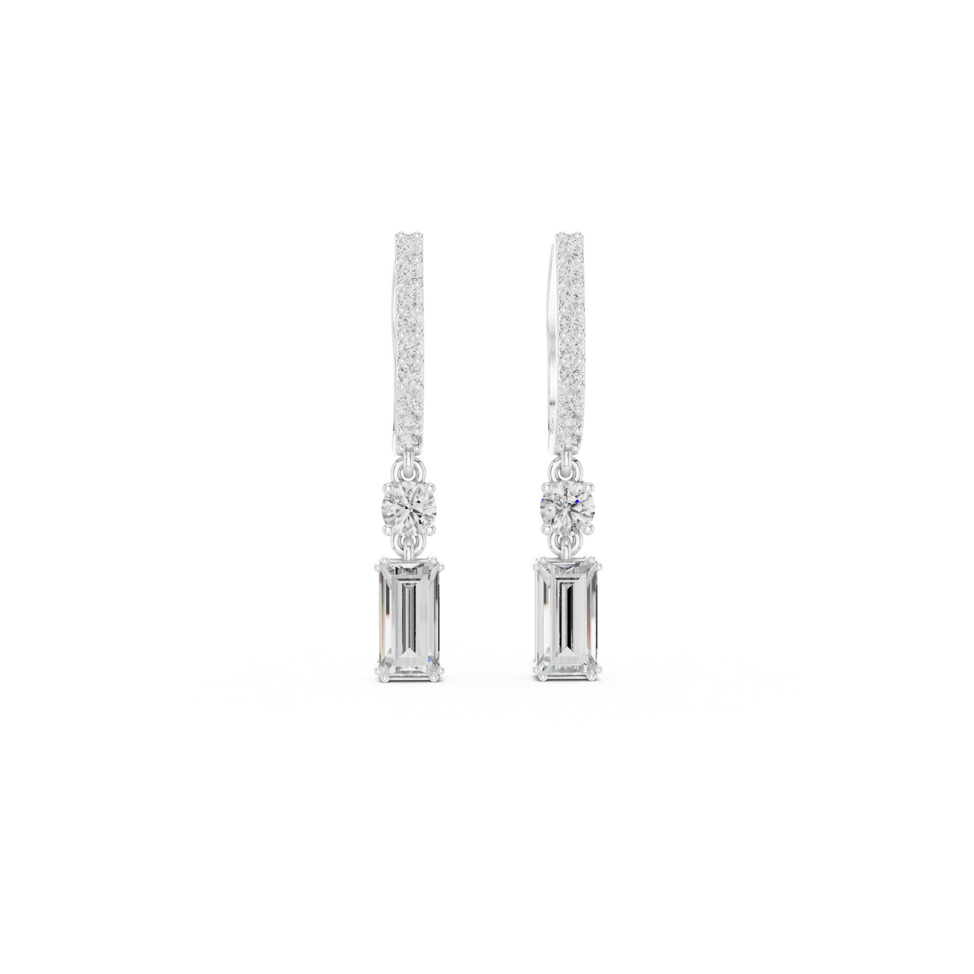 Baguette Cut Diamond Drop Earring