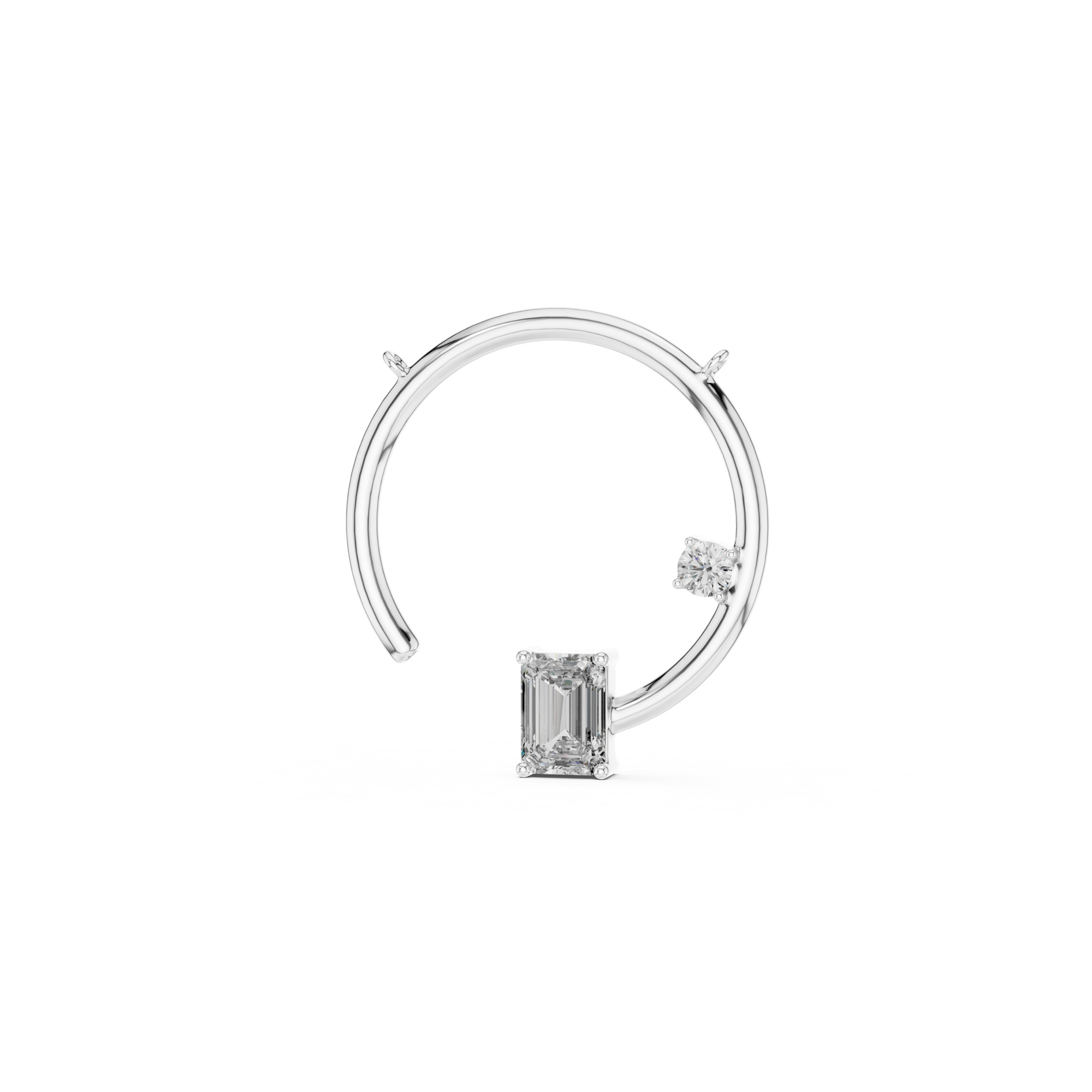 Emerald Open Circle Lab Grown Diamond Pendant