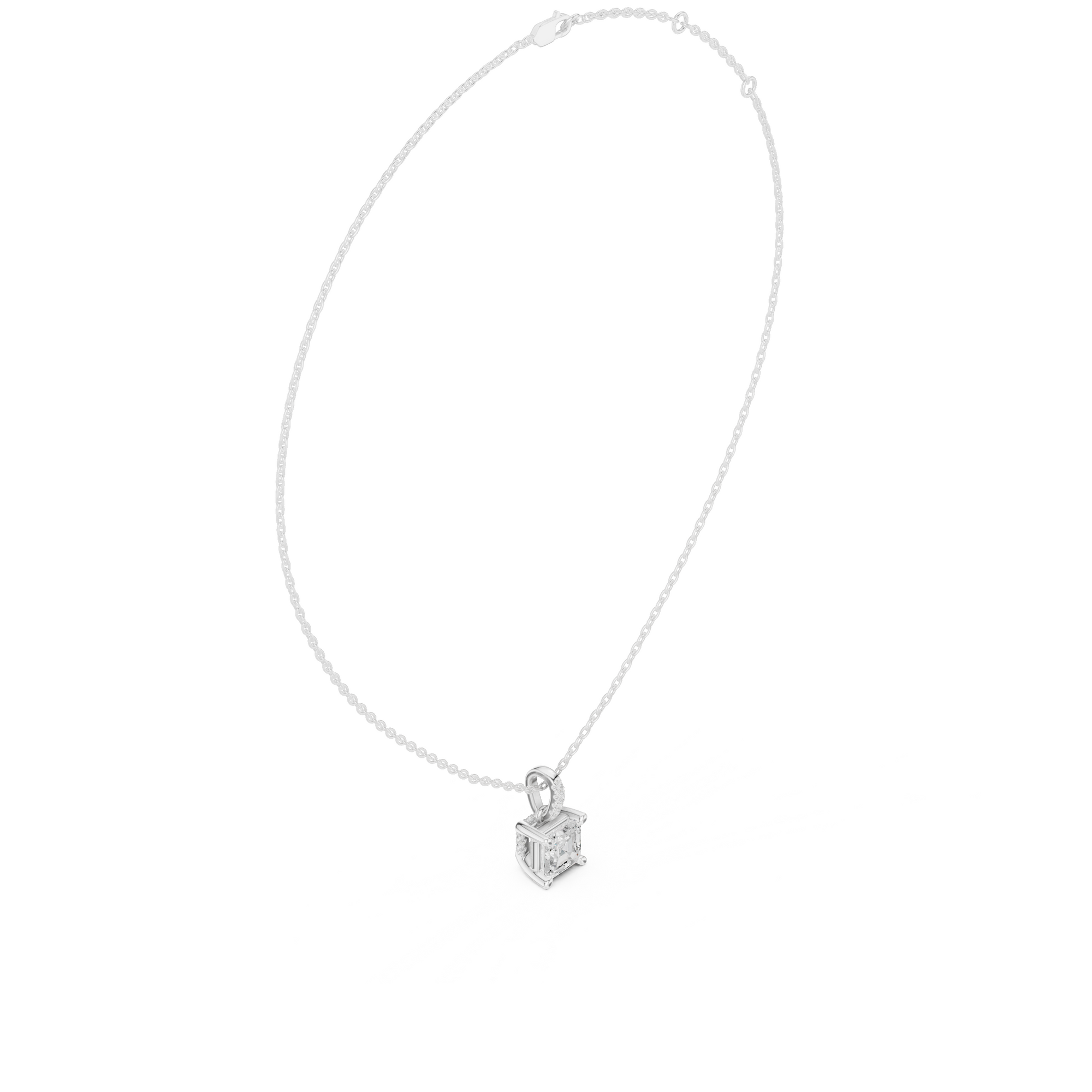 Asscher Cut Solitaire Diamond Pendant