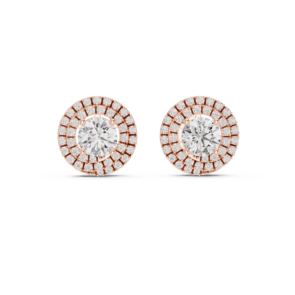 Double Halo Round Lab Grown Diamond Stud