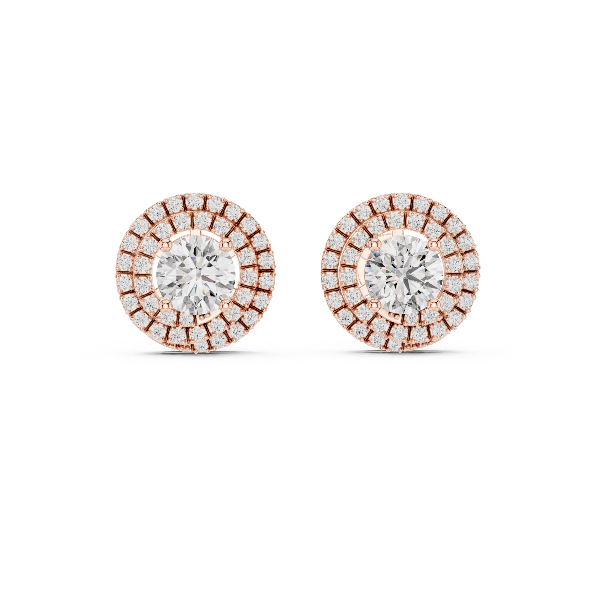 Double Halo Round Lab Grown Diamond Stud