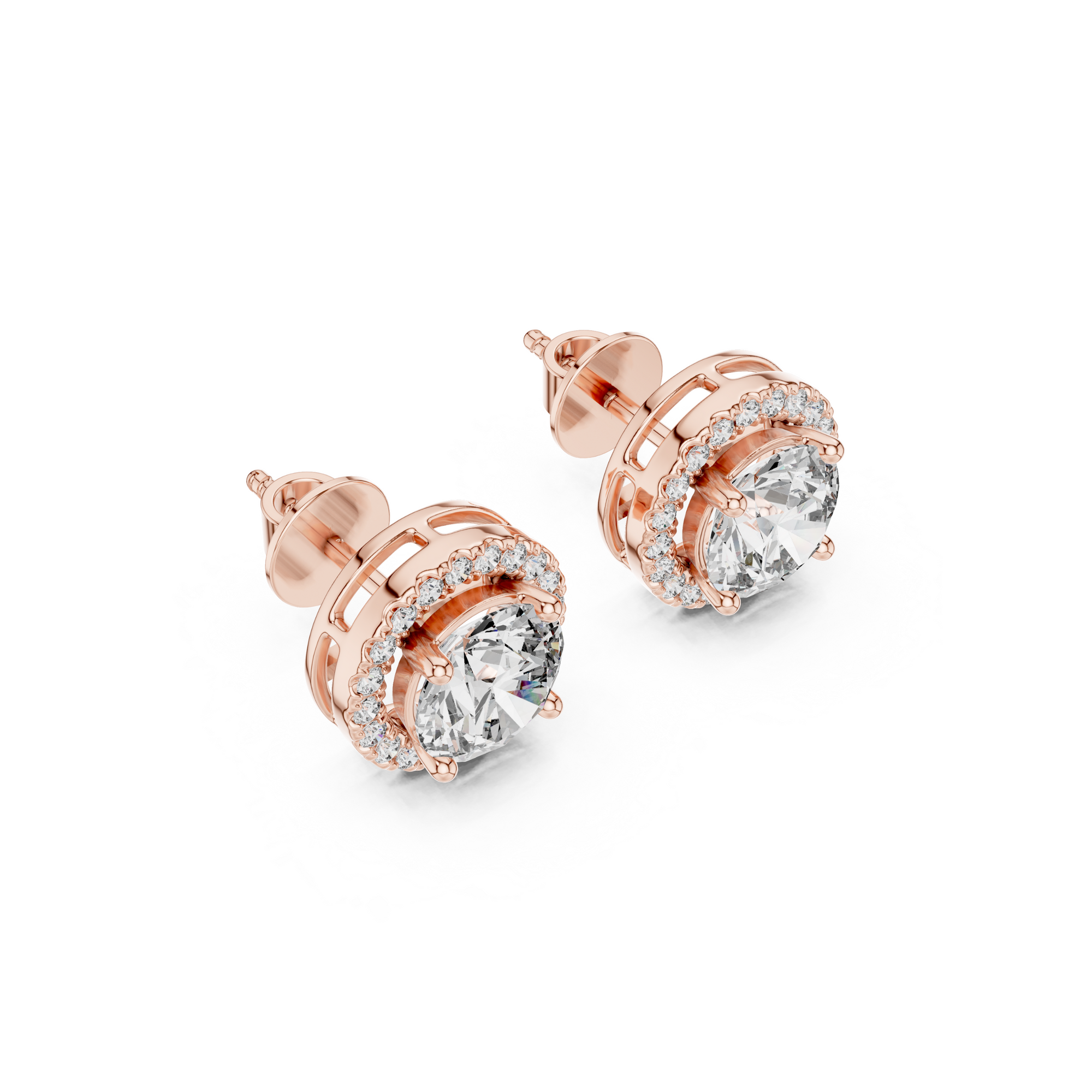 Round Halo Lab Grown Diamond Stud