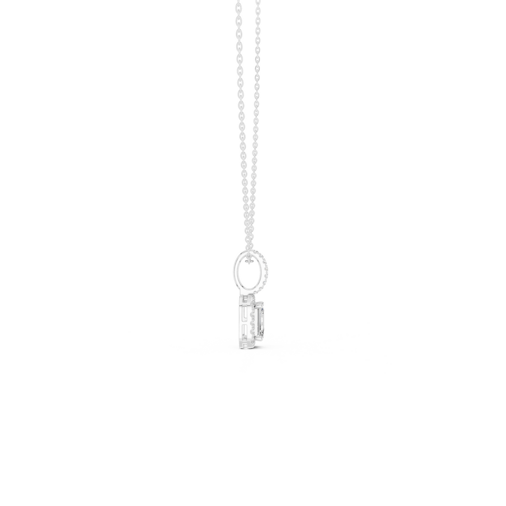 Emerald Cut Diamond Halo Pendant