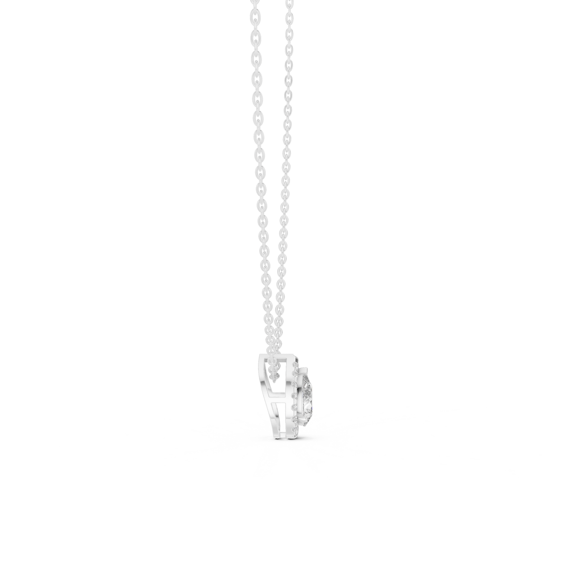 Pear Shape Halo Lab Grown Diamond Pendant