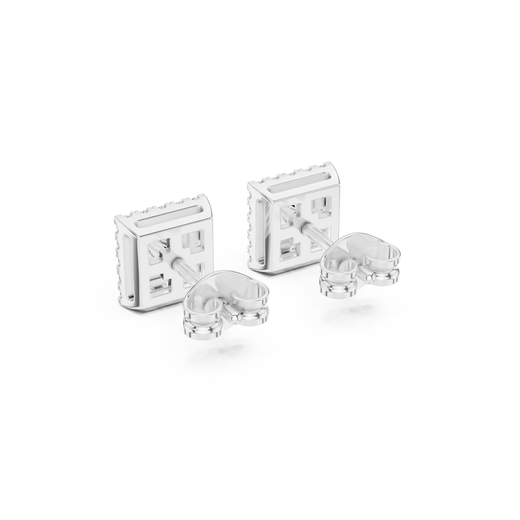 Princess-Cut Diamond Halo Stud Earrings