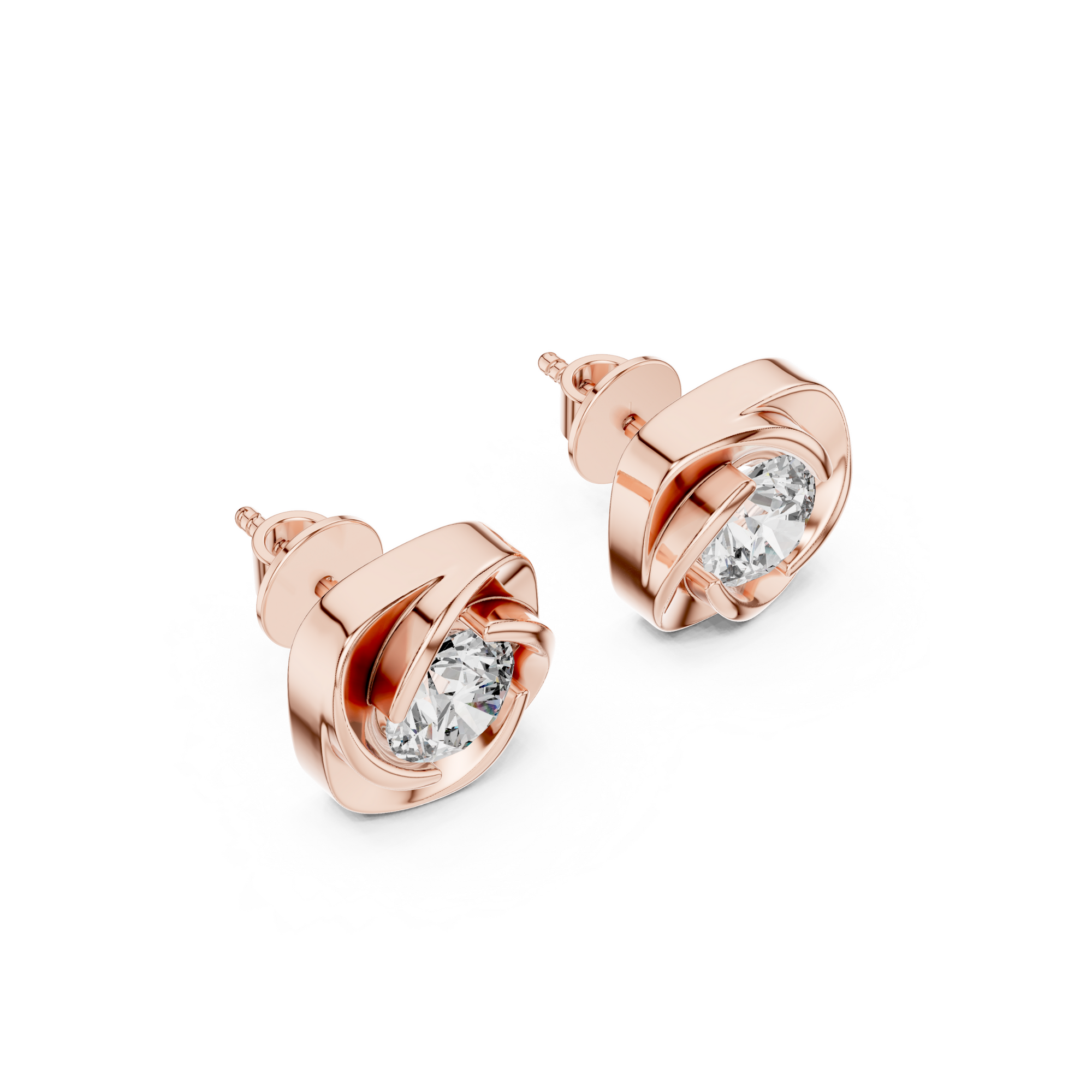 Cushion Swirl Lab grown Diamond Stud