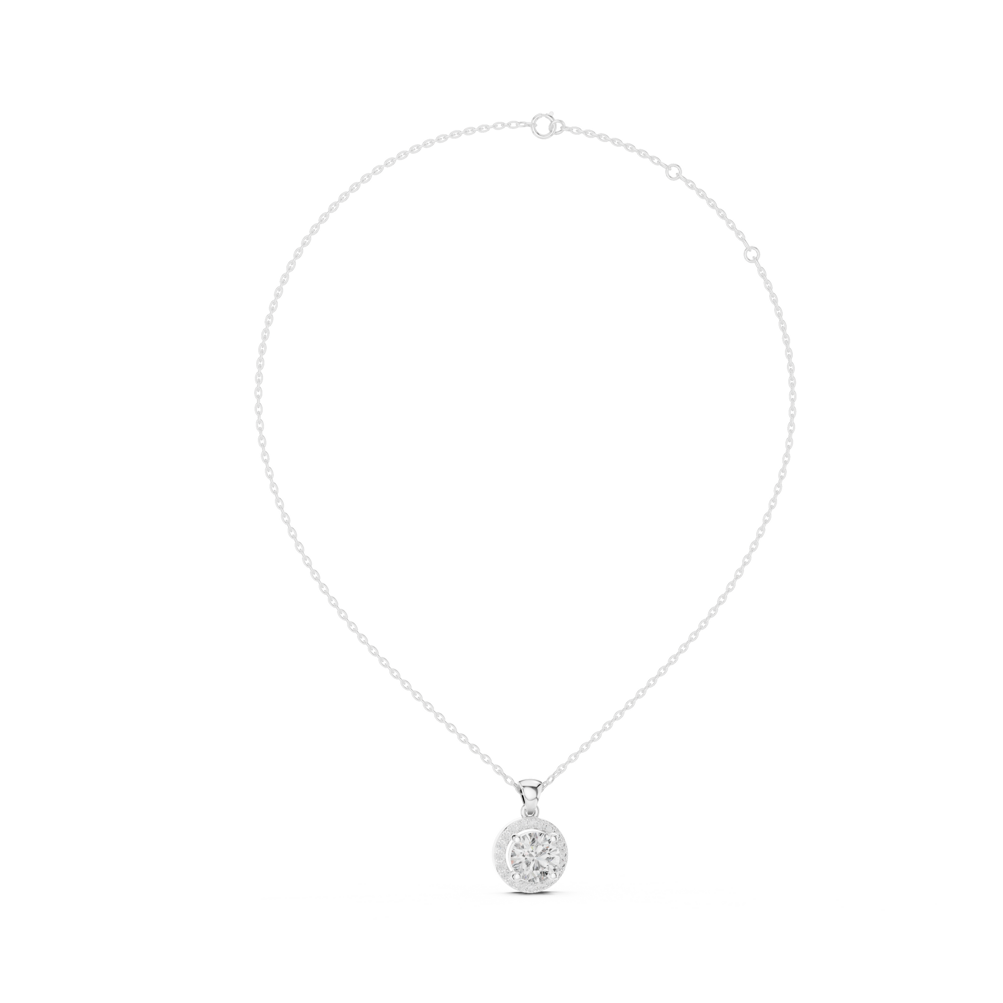 Round Halo Lab Grown Diamond  Pendant