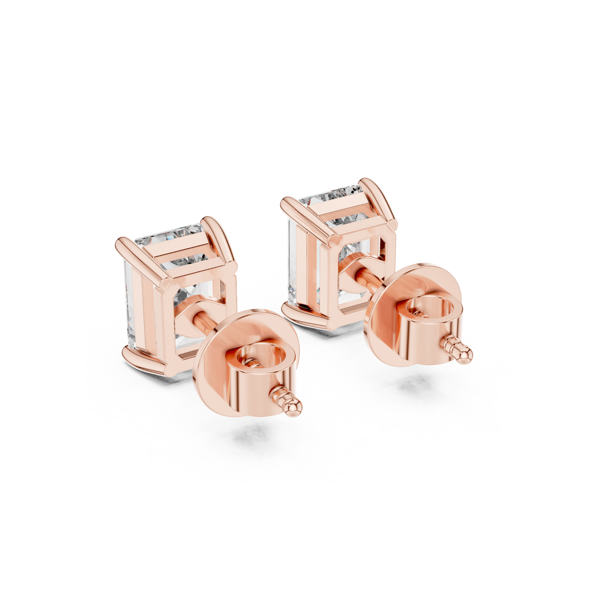 Emerald-Cut Lab Grown Diamond Stud
