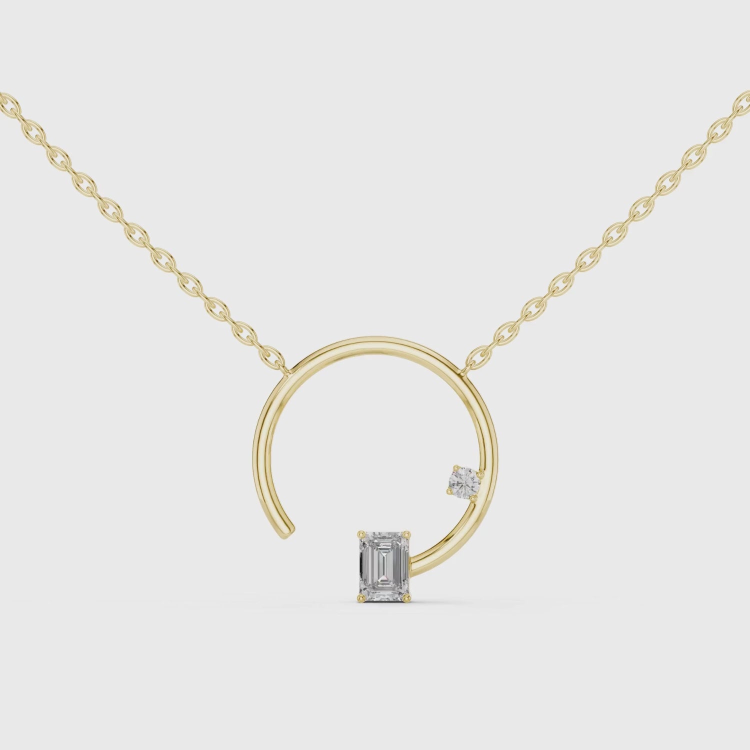 Emerald Open Circle Lab Grown Diamond Pendant