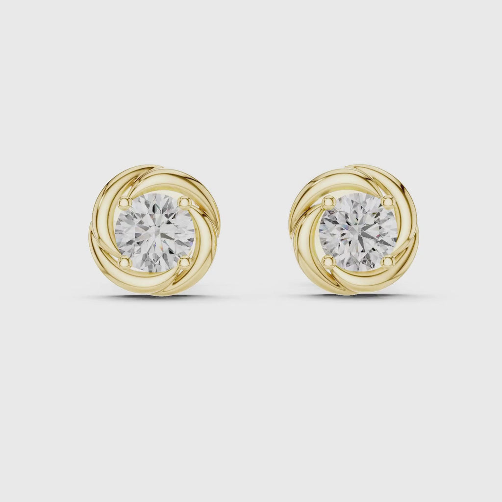 Swirl Solitaire Lab Grown Diamond Stud