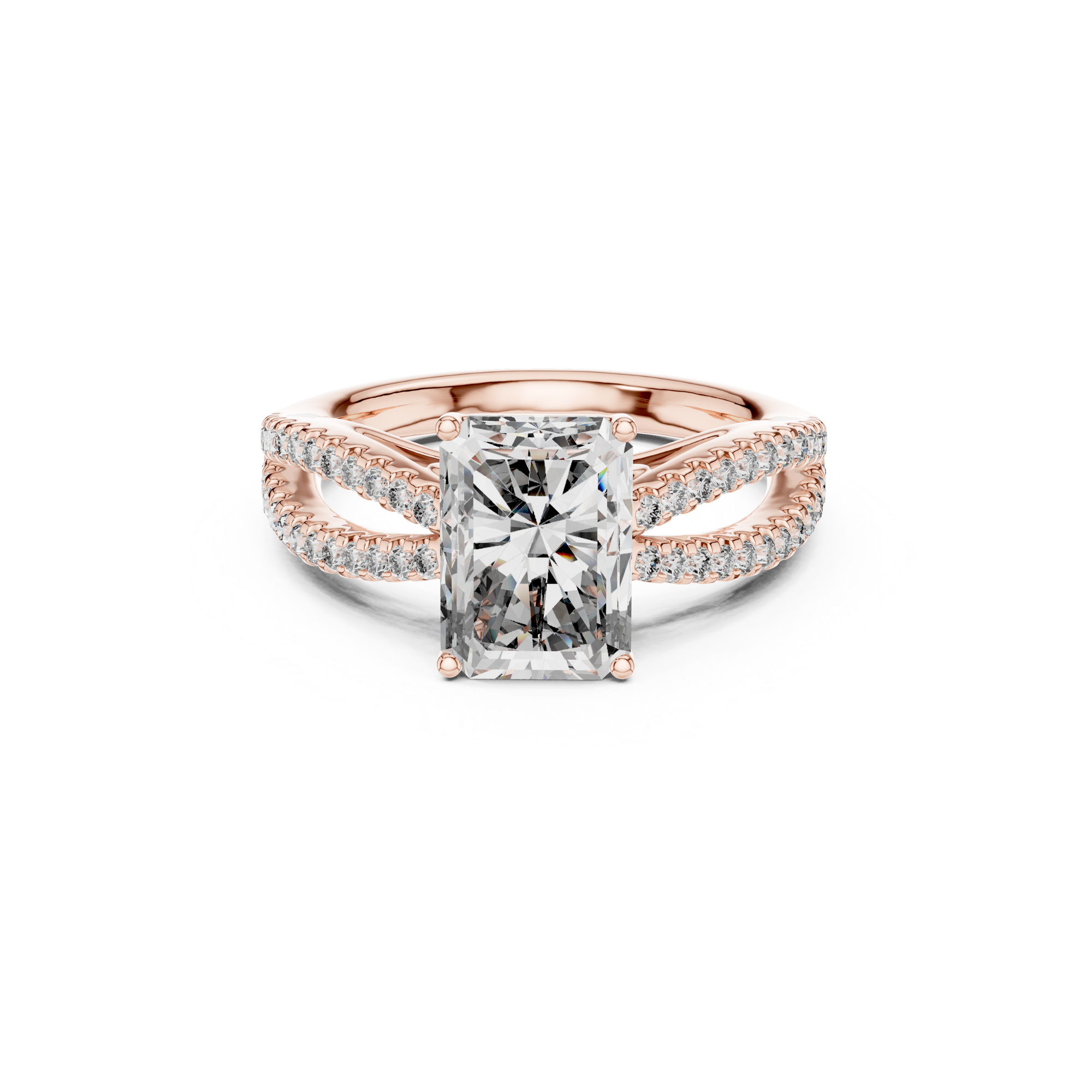 Twin Pave Radiant Lab Grown Diamond Ring