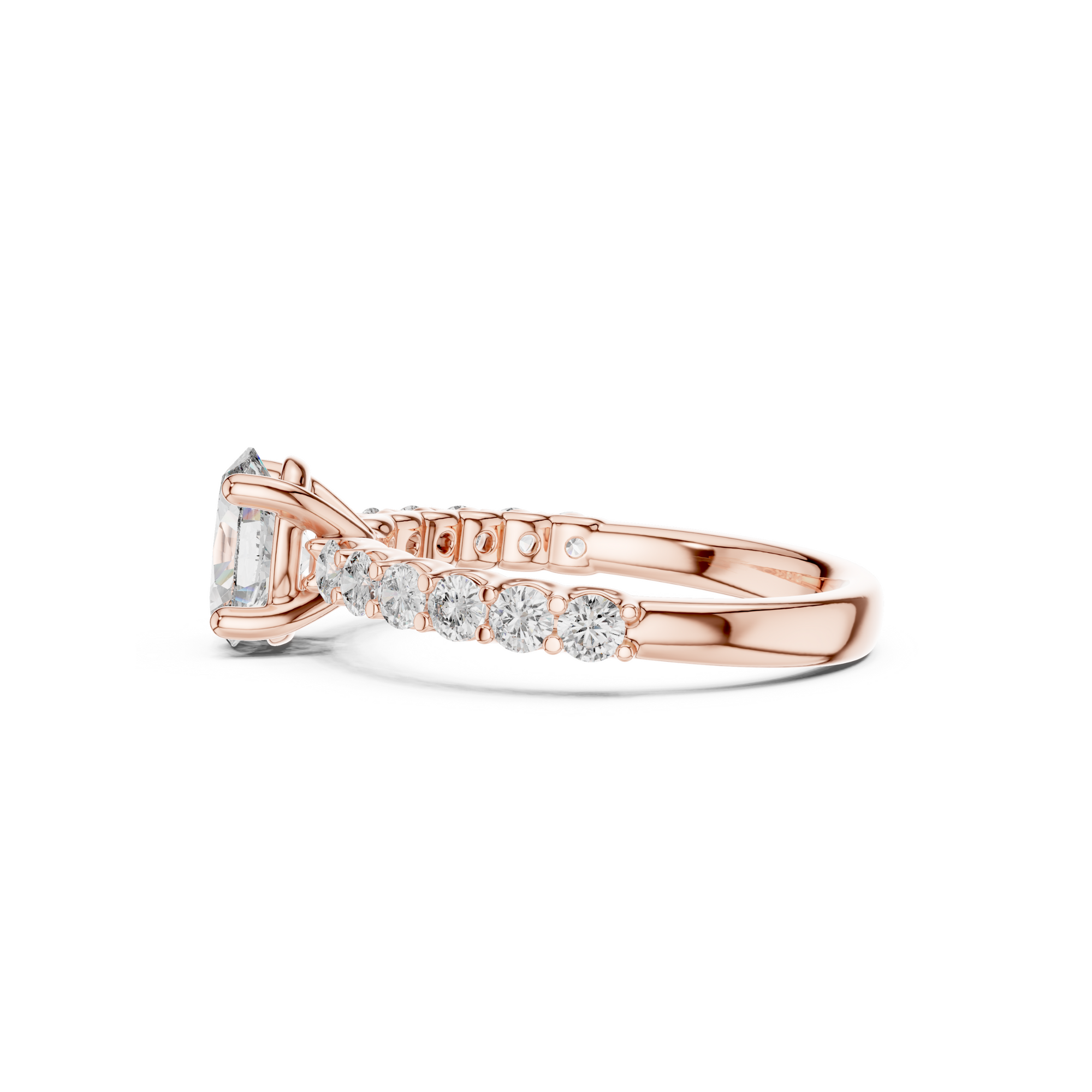 Pave Band Lab Grown Diamond Solitaire Ring
