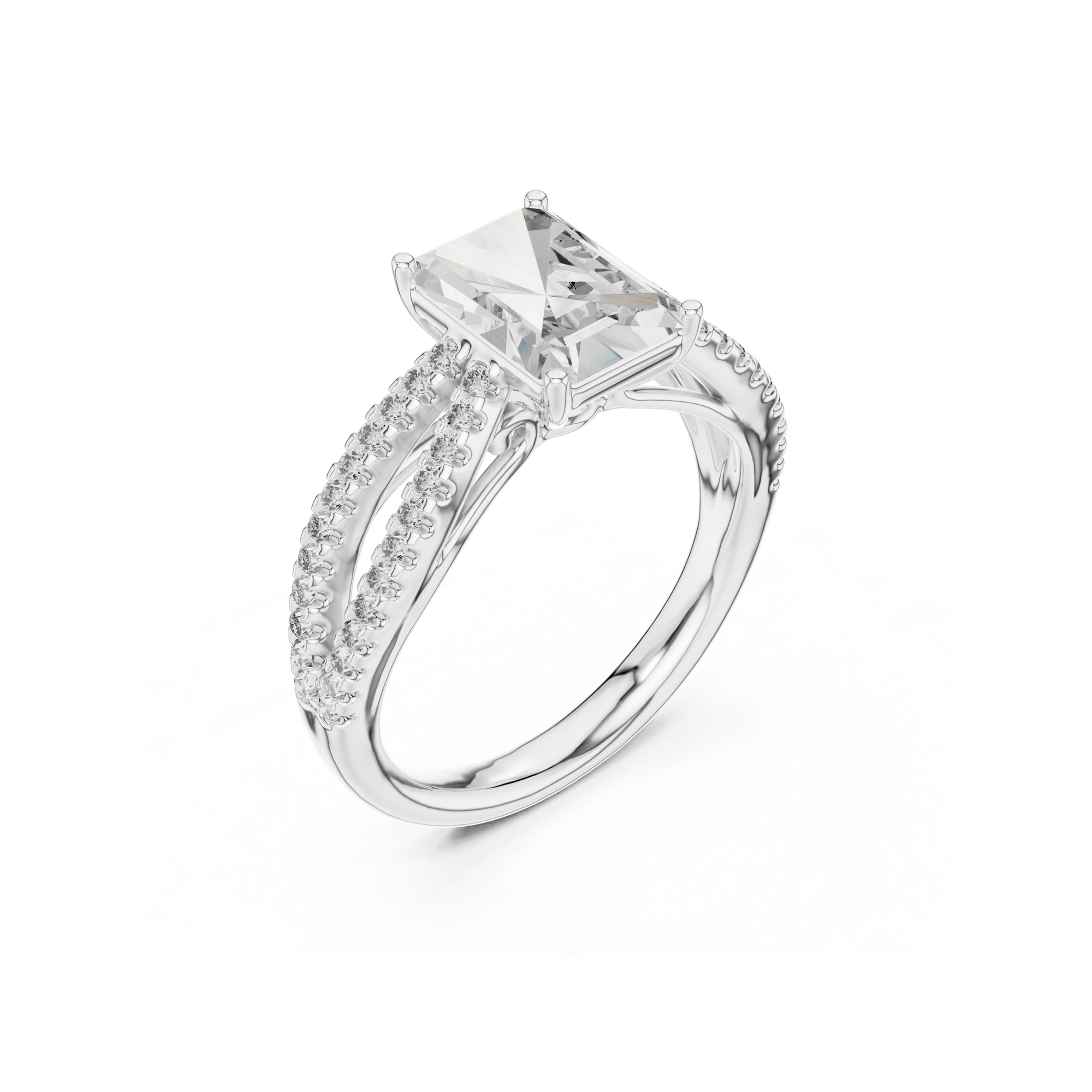 Twin Pave Radiant Lab Grown Diamond Ring